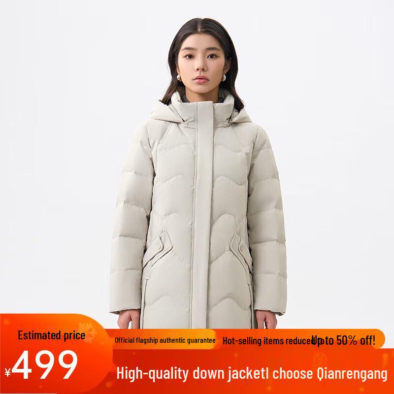 Qianrengang Women's Hooded Mid-Length Down Jacket Y309308Y