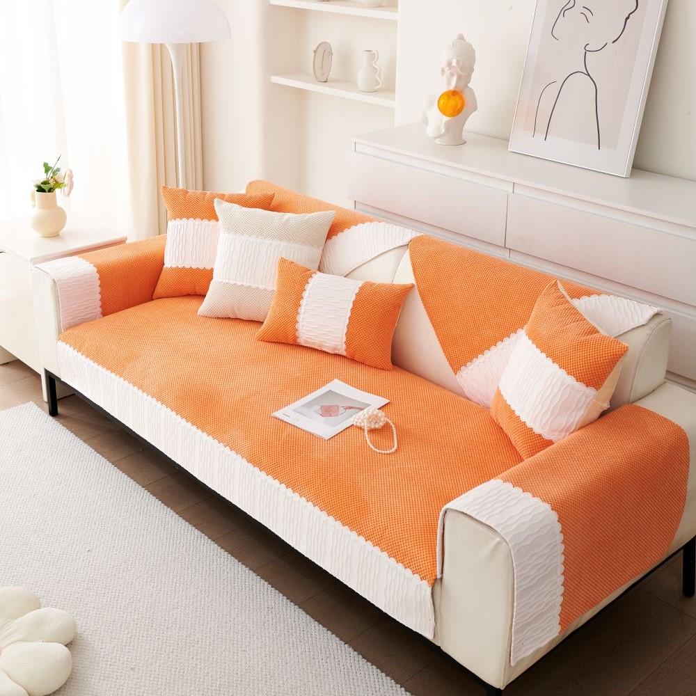 Living Room Anti-slip Couch Sofa Cover Summer Nordic Corduroy Solid Color Sofa Cushion Cover Slipcover Funda