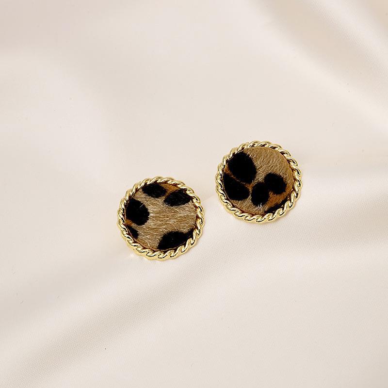 

Autumn Winter Models Leopard Print Plush Earrings Female Korean Temperament Fashion Cold Wind Retro Earrings Zircon Wholesale