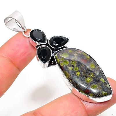 Natural Gogunjula, Spinel Gemstone 925 Sterling Silver Pendant 2.76" k5F77