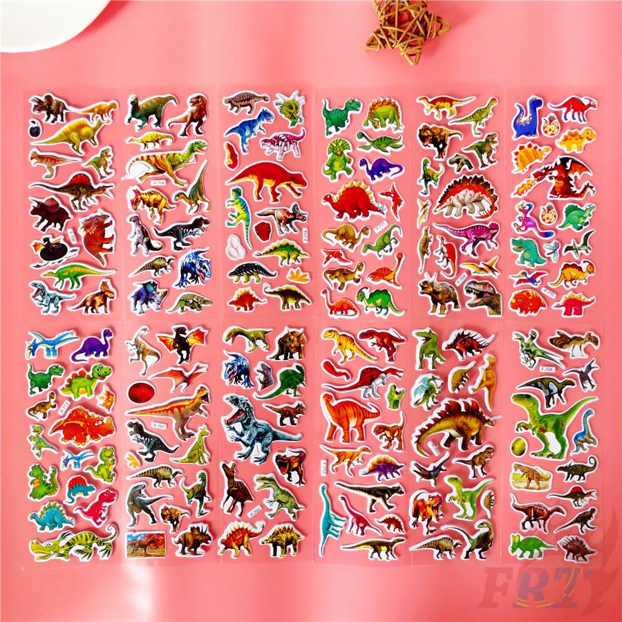 12Sheets/set Jurassic Dinosaurs  Rewards Sticker Puffy Bubble Toys Stickers