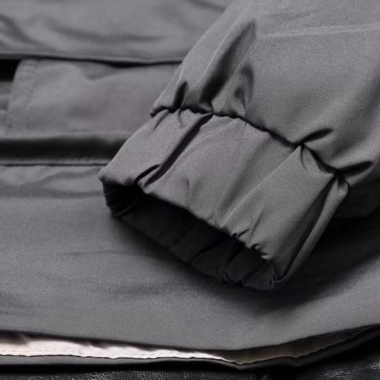 Men Trench Coat Hooded Drawstring Long Sleeve Double Zipper Cargo Tops Solid Color Large Pocket Street Style Outwear