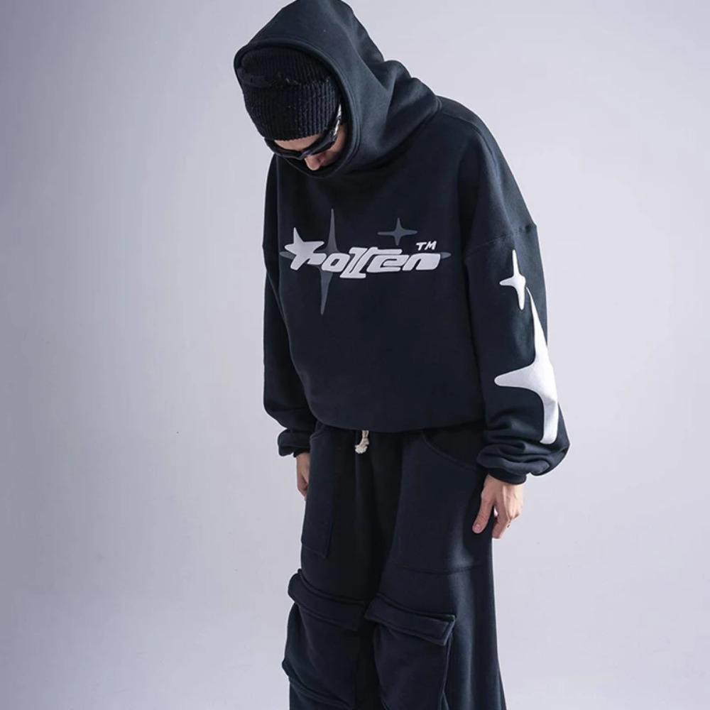 RogueWave Hip Hop Street Pár Mikina Potisk Mikina s Kapucí Volná Ležérní Mikina Tide Pánské Dámské Oblečení