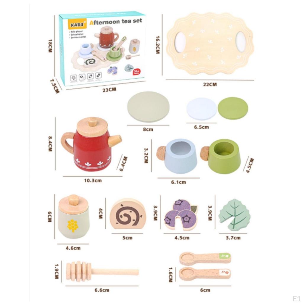 Wooden Tea Set Wood Pretend ChildCentered for Young Children, Preschoolers, Playroom,