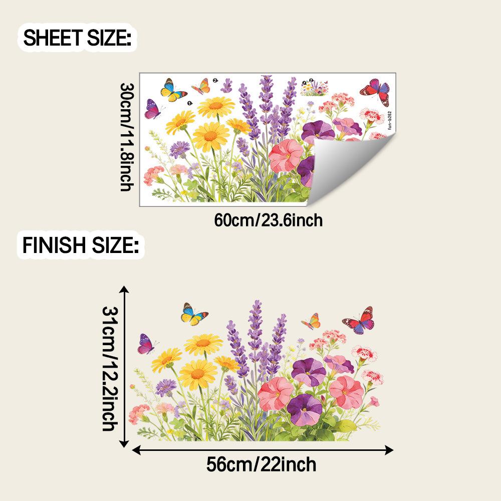 

Colorful Flowers, Butterflies, Home Decor, Balcony, Glass Windows, Beautification, Decoration, Window Stickers