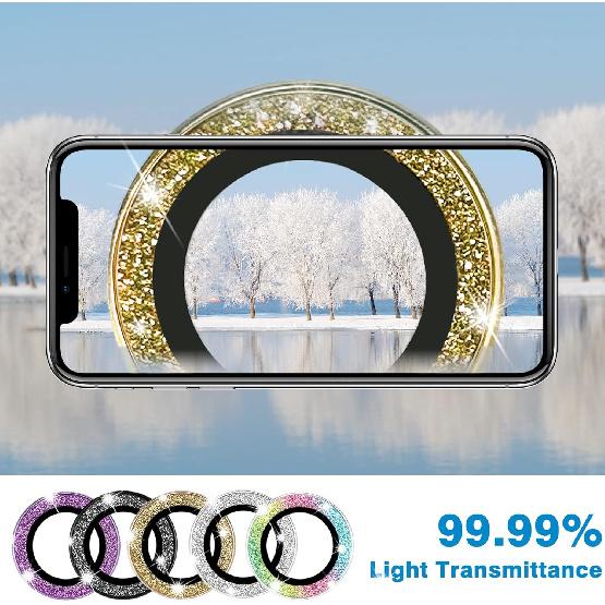 Compatible with iPhone 14 Pro and 14 Pro Max Camera Lens Protector, Bling Glitter Lens Cover 9H Tempered Glass Camera Cover Anti Scratch Shockproof