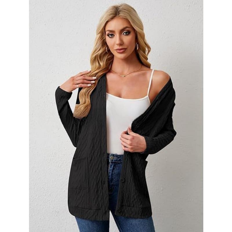 YYFS Women's Fashion Casual Fall Winter Solid Color Print Long Sleeve Sweaters