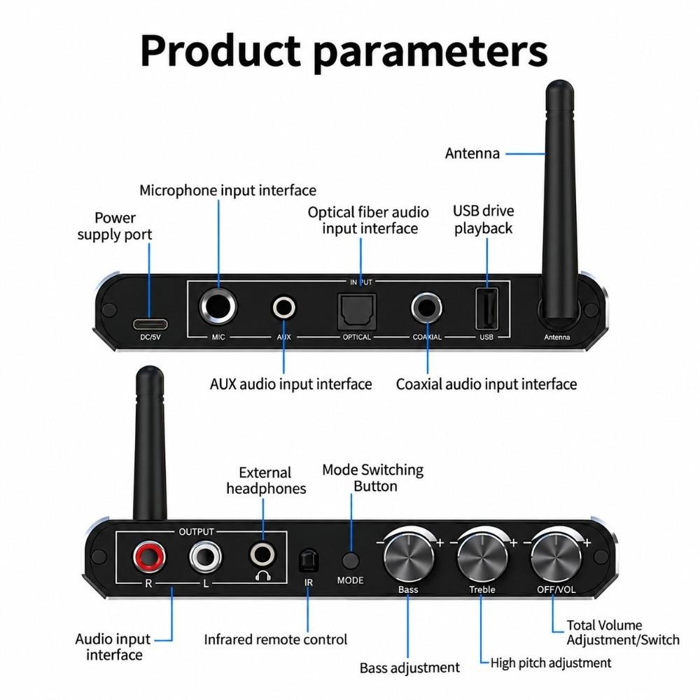 USB Playback Bluetooth Audio Receiver Bluetooth 6.0 Wireless Music Converter TV Audio