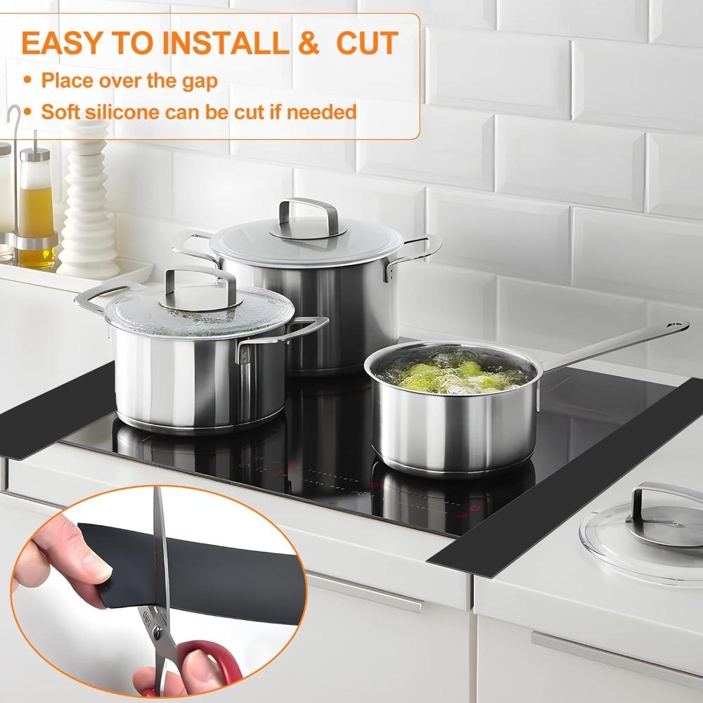 2 Pack Stovetop Silicone Gap Covers, Kitchen Stovetop Silicone Heat Resistant Pads Gas Stove Protectors Oven Gap Sealing Covers.