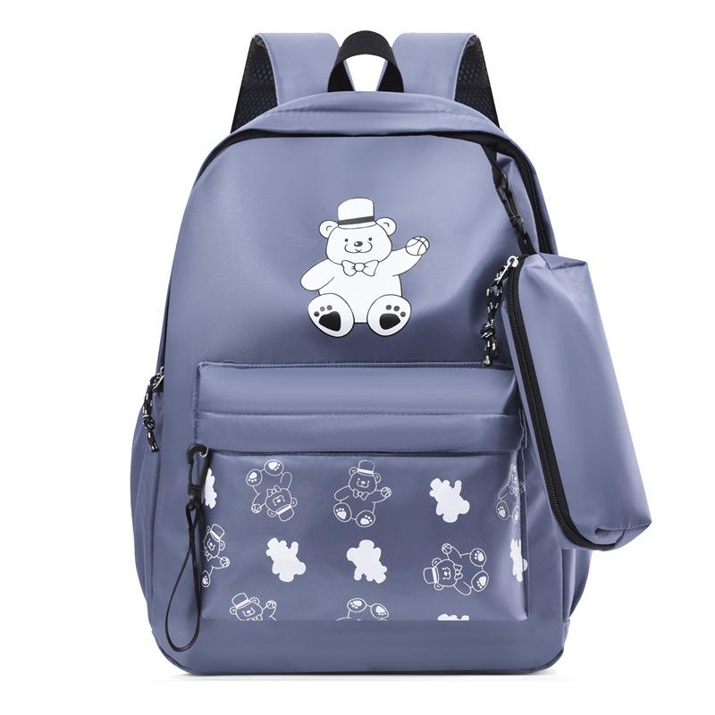 Schoolbag1011 Summer School Bag Backpack Shoulder Pencil Bag Three-piece Set Canvas Bag Large Capacity Travel and Leisure