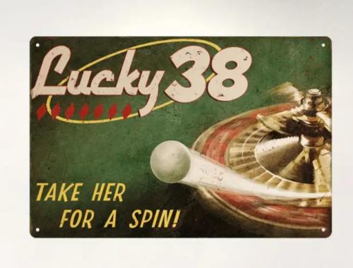 Lucky 38 Vintage Casino Roulette Aluminum Sign Retro Game Theme Metal Wall Art aluminum 20x30cm