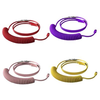 Coiled USB C Keyboards Cable Braided Detachable Aviation Type C Mechanical Keyboards Cable 1.6M