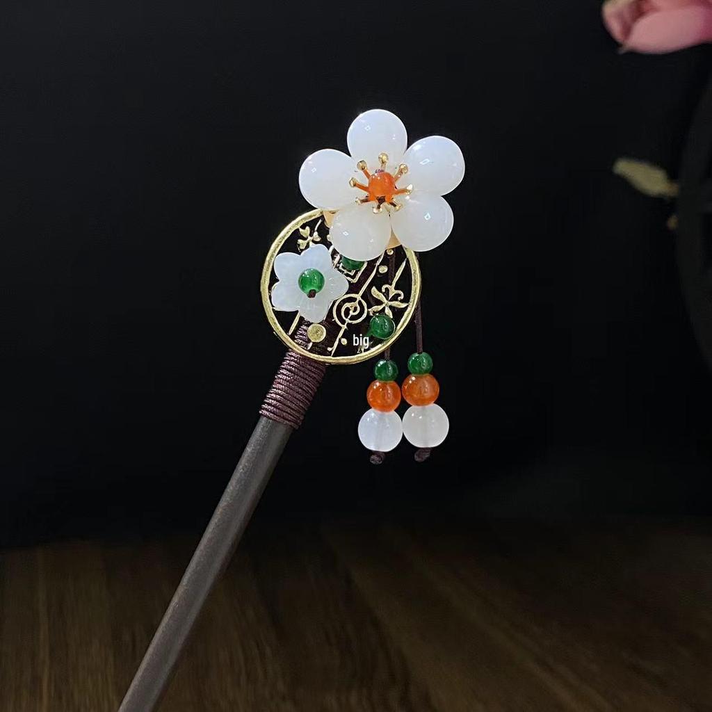 Grampo de Cabelo com Borla de Sândalo de Alta Qualidade para Penteados Updo de Hanfu Cheongsam