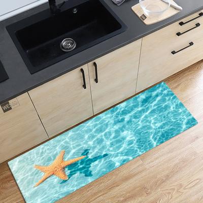 10 estilos 3D Seaside Praia Starfish Padrão Tapete de chão Tapete de banheiro Tapete de porta de cozinha Tapete Decoração de casa
