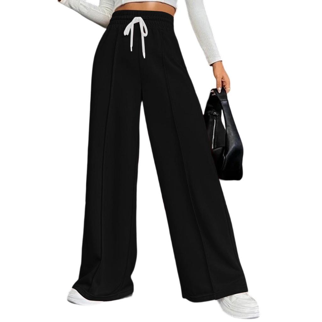 Women's Versatile Casual Comfortable Loose High Waist Drawstring Wide Leg Trousers