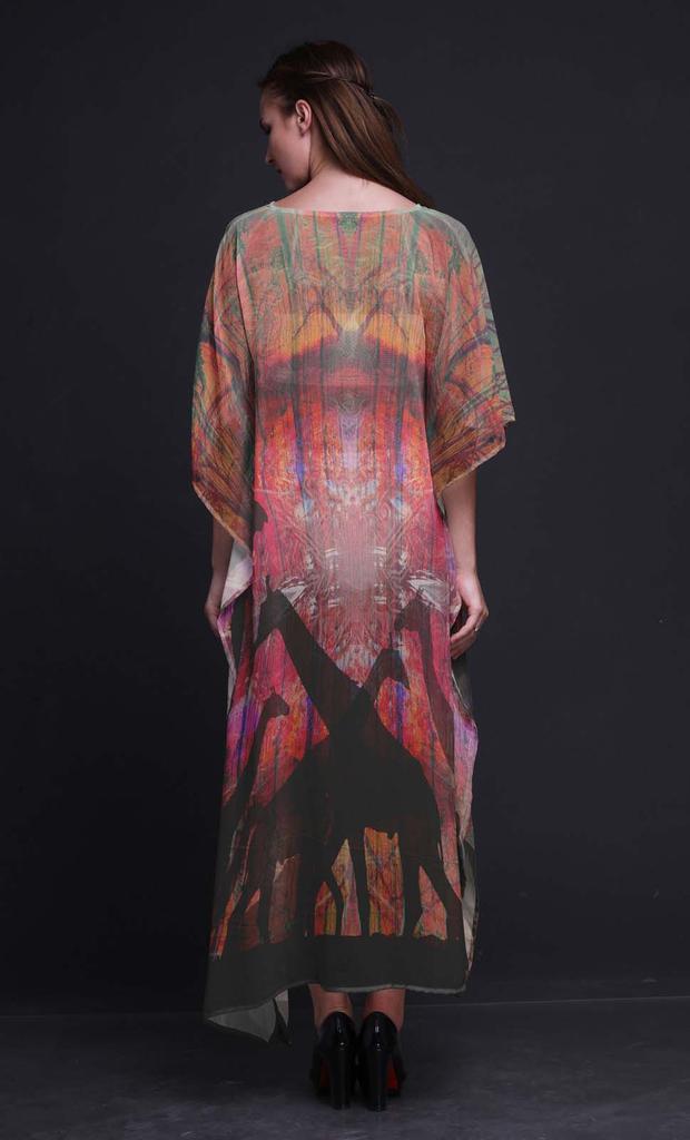 Phagun Giraffe Jungle Womens Long Beach Kaftan Beachwear Bikini Coverup Maxi