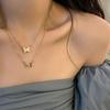 14K Gold Plated S925 Sterling Silver Butterfly Necklace with Mother-of-Pearl - Elegant Collarbone Chain