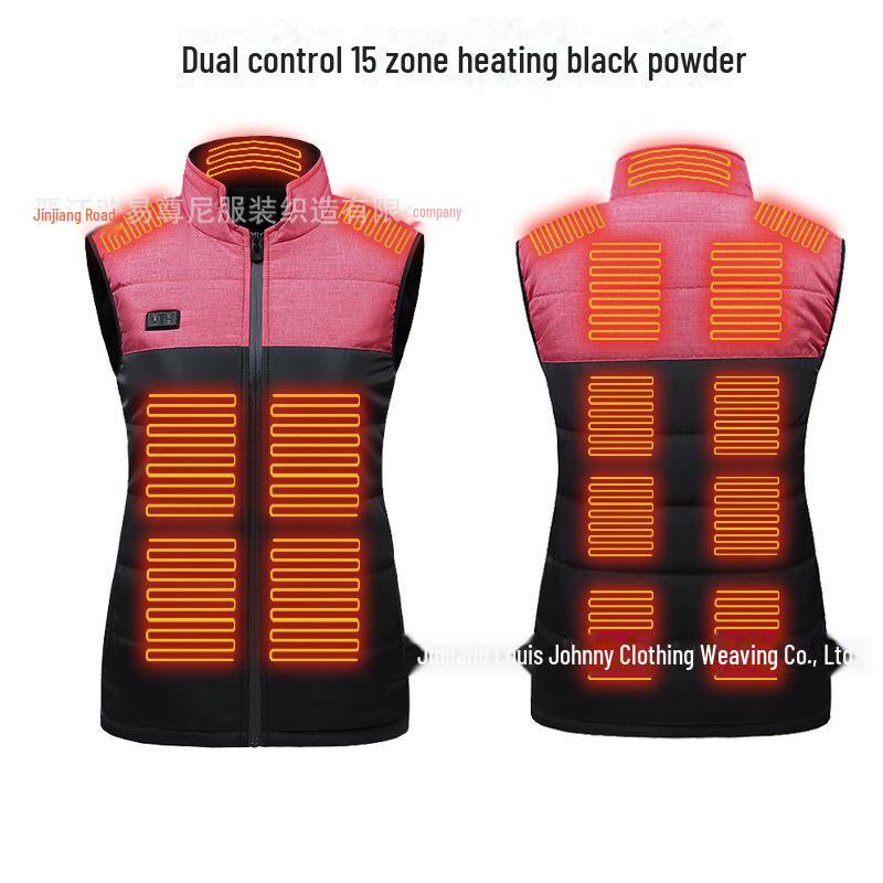 Vestă încălzită USB cu control dublu cu 17 zone - stil cuplu, temperatură constantă