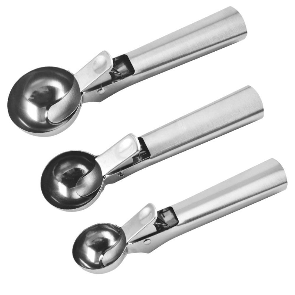 3 stk Rustfast iskremskje Press-type Design Fruktballskje Iskremkulegraver Avocado