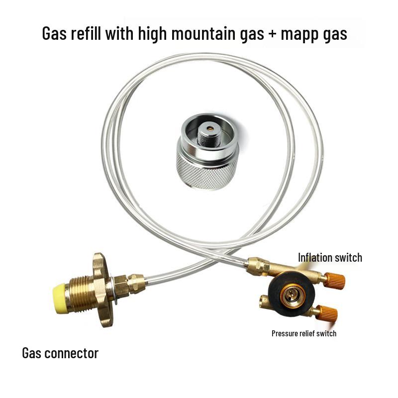 Reusable Outdoor Gas Canister Inflation Valve - Dual-Ended Connection Line