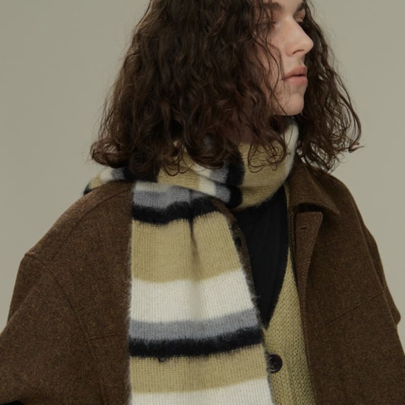 

Lesugiatelier Mohair Stripe Muffler (Olive) Olive_OS