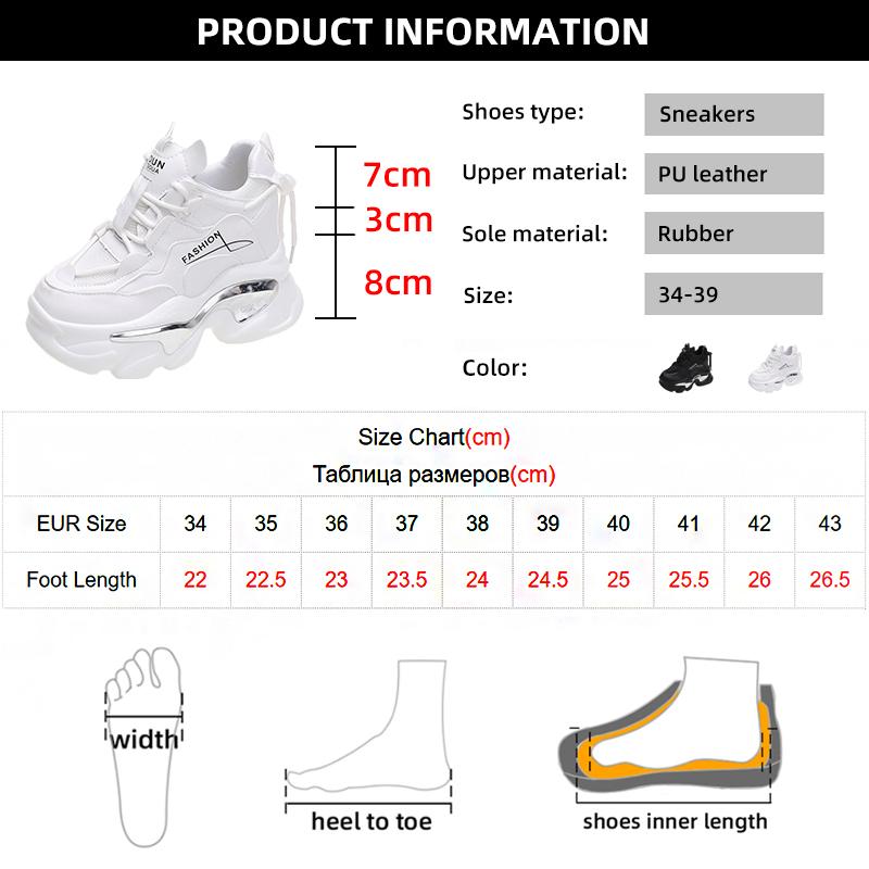 fashion Hidden Heels White Sneakers for Women Spring 2024 Chunky Platform Women's Sports Shoes Fashion Thick Bottom PU Leather Sneakers