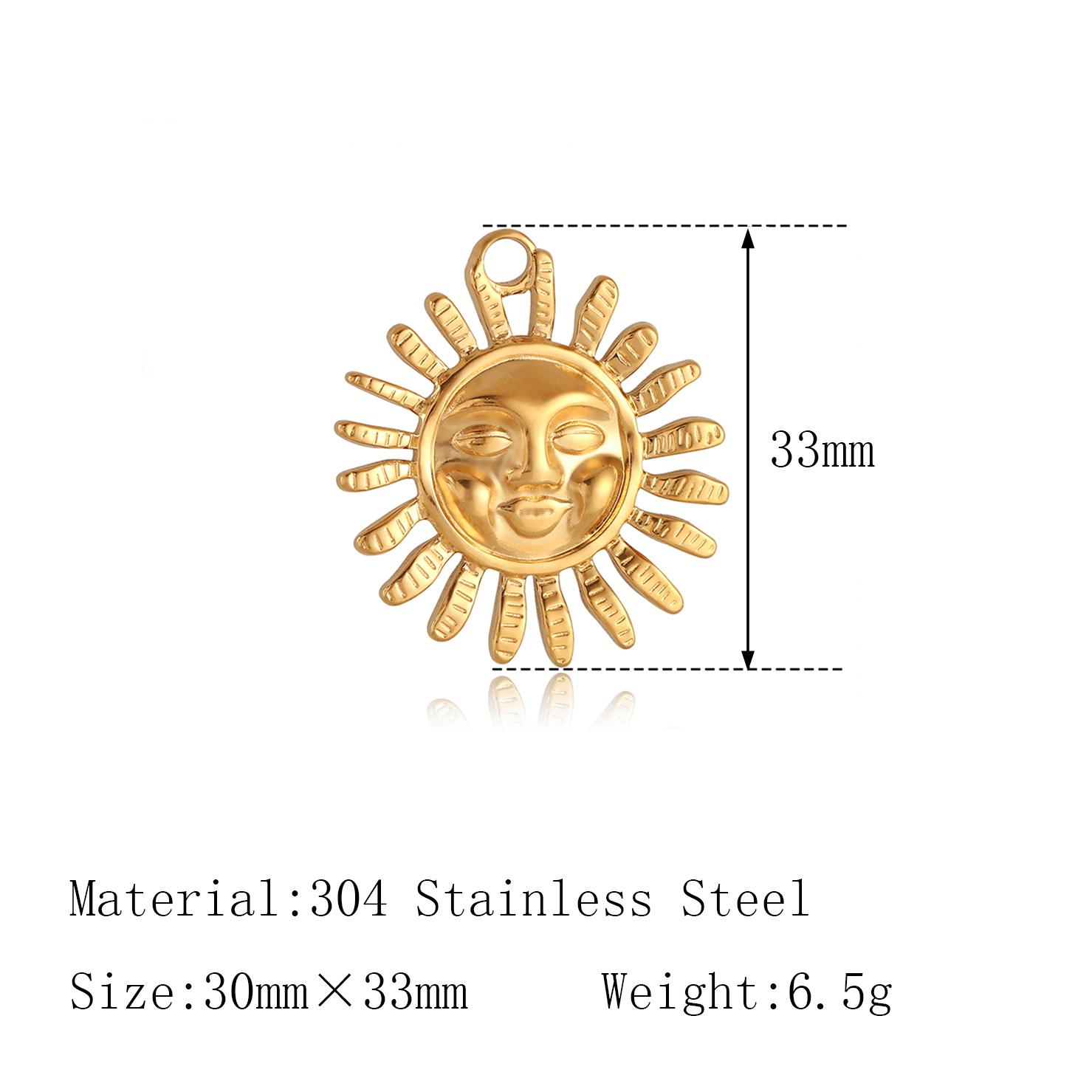 

3Pcs Big Face Sun/Moon/Heart Charms Large Spiral Vortex Sunflower Pendants Stainless Steel Earrings Necklace DIY Jewelry Making