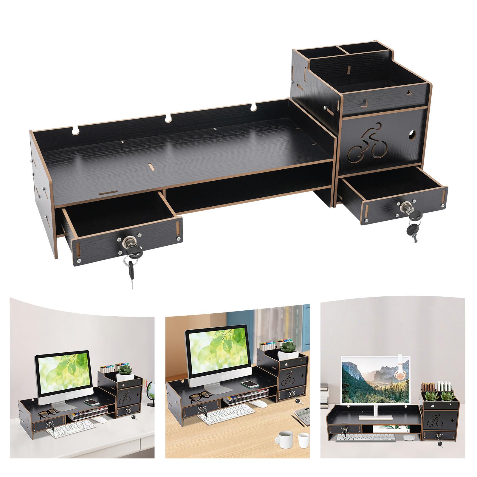 

Computer Monitor Density Board Stand,Wood Color/ Black Monitor Stand Organizer 48*20*13.5cm for Offices,Game Rooms чорний