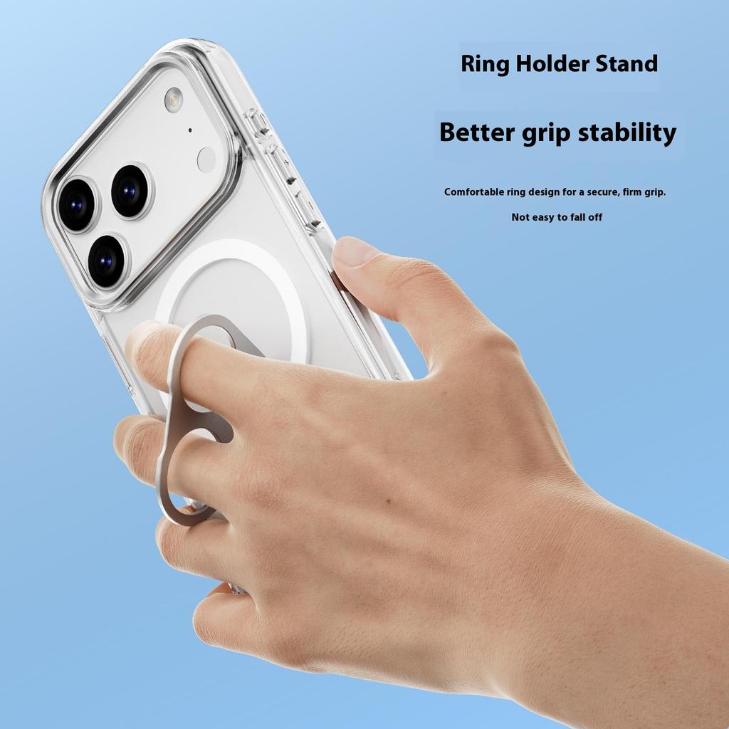 For iPhone 17 Pro Max Phone Case Compatible with MagSafe TPU Acrylic Back Cover with Ring Kickstand