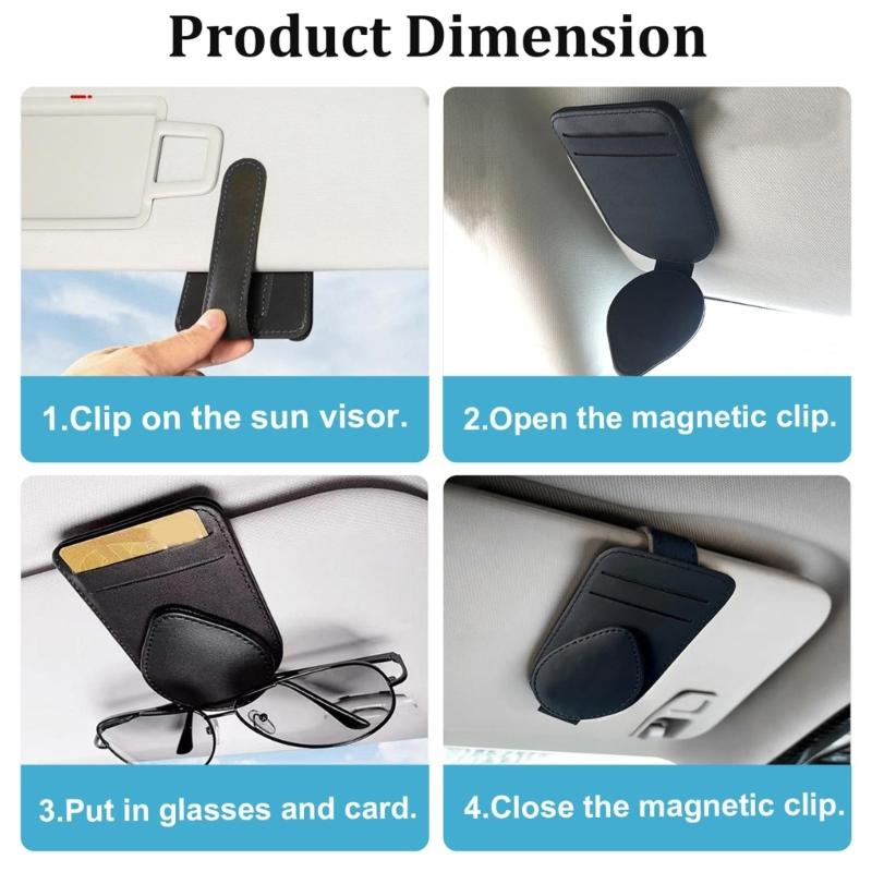 Universal Car Visors Clip Not Slip PU Leather Design Soft Padding Secure Storage Driver Accessory Upgrades For Eyewear