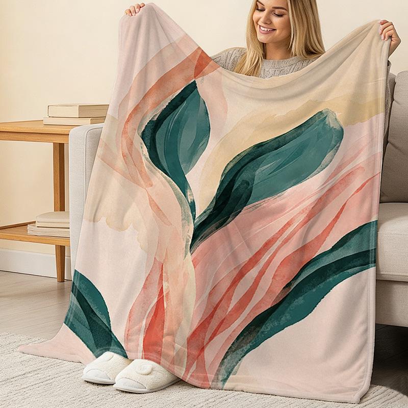 Lightweight Flannel Blanket Abstract Art Design, Soft & Skin-Friendly, Versatile for Home, Couch & Car, Perfect for Christmas & Halloween