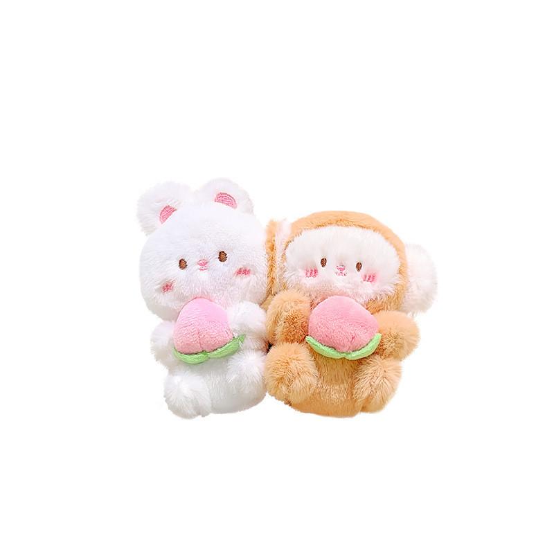 Adorable Peach You Delight Series Plush Magnetic Keychain Couple Bag Charm Gift