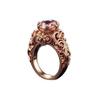New gold-plated pink zircon lady engraved exquisite pattern luxury niche finger