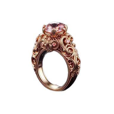 New gold-plated pink zircon lady engraved exquisite pattern luxury niche finger
