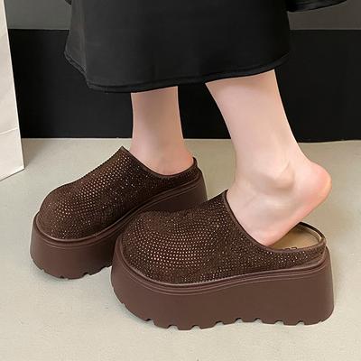 Fashion Platform Women Slippers Crystal Flats Slingback Mules Shoes Autumn Fashion Deigner Shoes 2025 Classic Casual Chaussure Femme