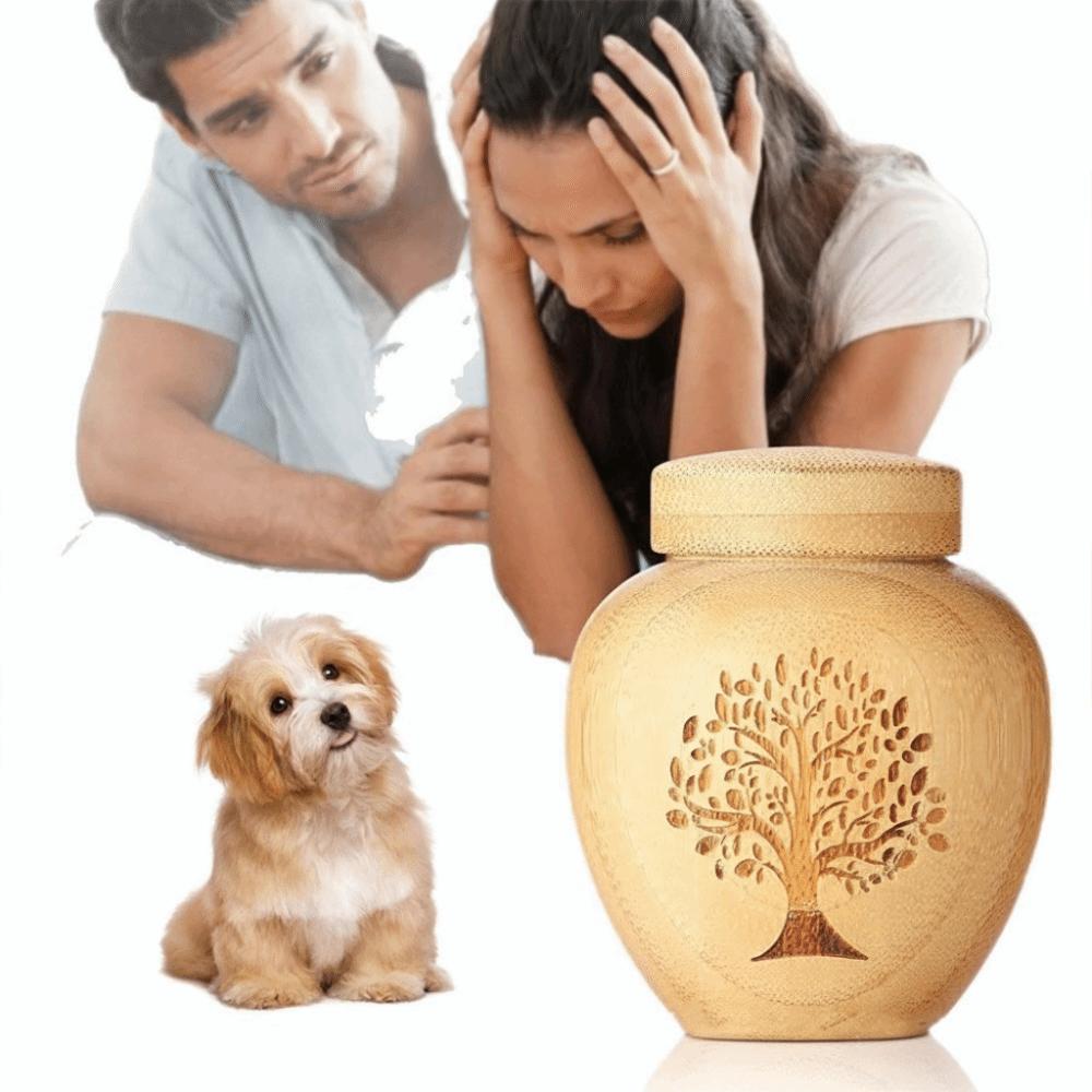 Bamboo Mini Pet Urn Tree Patterns Pet Commemorative Box Dog Keepsake Urns Memorial Gift