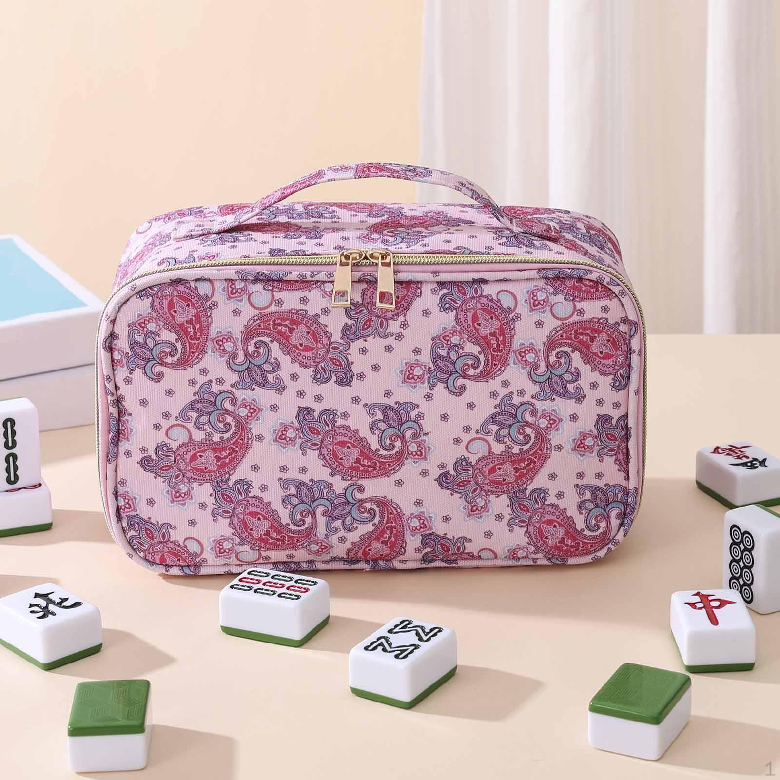 

Empty American Mahjong Tile Bag Storage Gift Cosmetic Container Portable Organizer Travel Case for рожевий