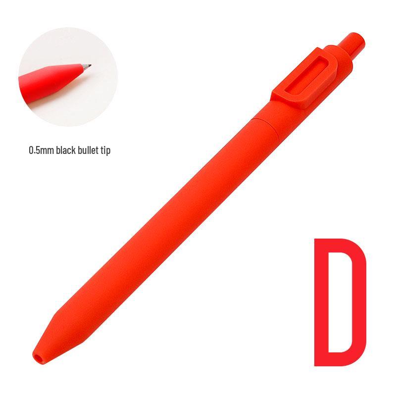 Shuyuan Black Gel Pen - Push-Button, Student Use, Minimalist Design, Candy-Colored Silicone Barrel.