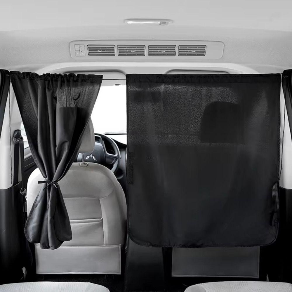 2/4Pcs Light Blocking Car Privacy Partition Curtain Black Seat Divider Curtain Outdoor