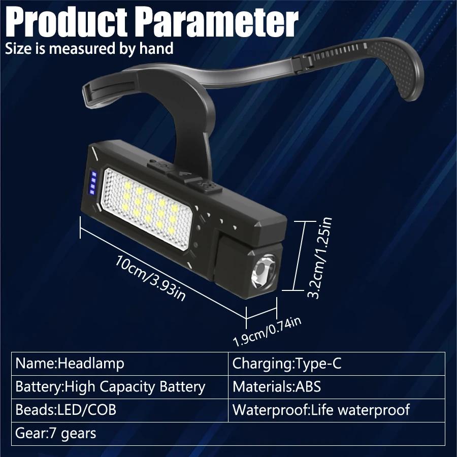 Sensor Ear Headlamp Rechargeable Led Flashlight COB Headlight with Magnet Headtorch Outdoor Waterproof Camping Fishing Lantern