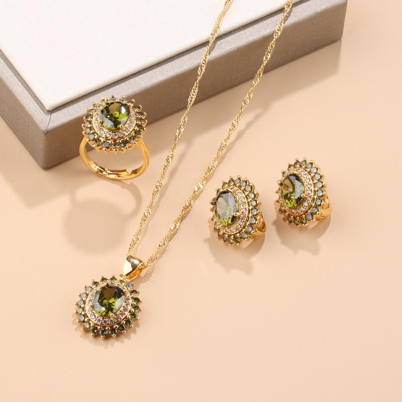 New Original Design Women Luxury Wedding Dubai Jewelry Sets  Gold Plated Earrings Necklace Pendant Ring For Women Gift