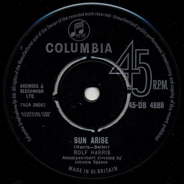 

7-дюймовая пластинка ROLF HARRIS - Sun Arise 45DB4888 Columbia 1963 UK Поп Б/У