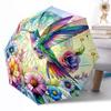 Hummingbirds and Flowers Outdoor Automatic Umbrella Retractable Design with 8-Rib Durability Lightweight Perfect Gift for Friends Family