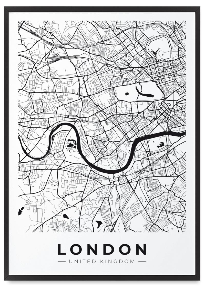 

Плакат з планом міста Лондон у чорній рамці 21x30 cm