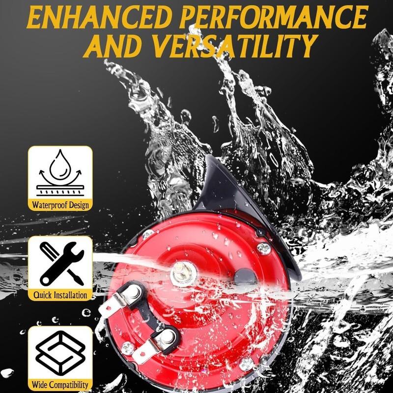 12V Super Loud Train Horns 60DB Universal Waterproof Loud Air Electric Snail Horn Car-boat Motorcycles Automotive Loud Speaker