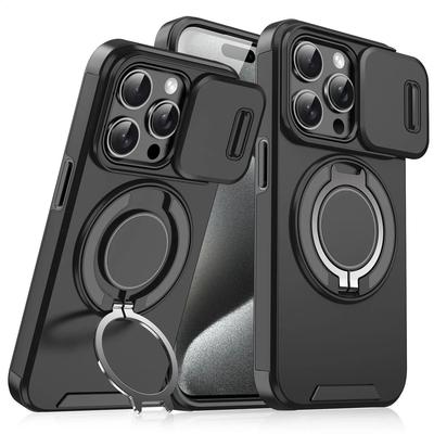 For iPhone 16 Pro Max Case, Magnetic Camera Cover Phonecover With 360° Rotating Ring Holder For For iPhone 16