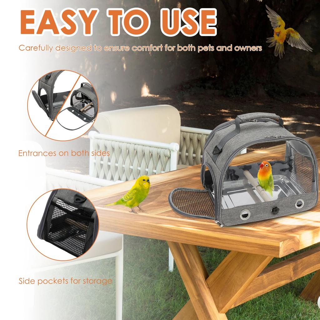 Bird Travel Carrier Portable Small Bird Travel Bag Breathable Parrot Cage with Perch Clear Window for Parrot Small Pet for Bird