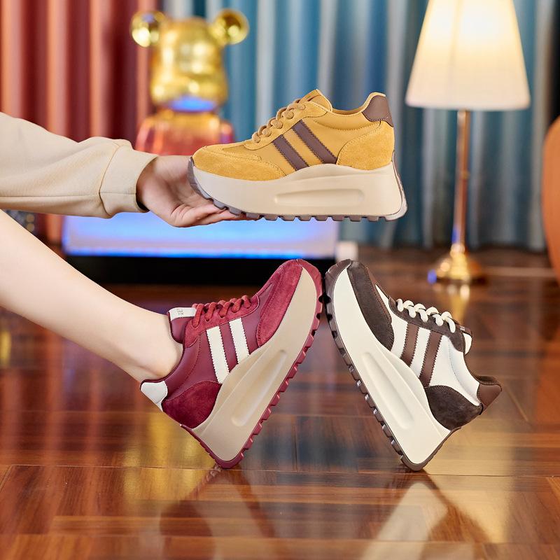 8587 autumn fashion thick sole height increase 8cm trend letter versatile casual shoes sports shoes brown