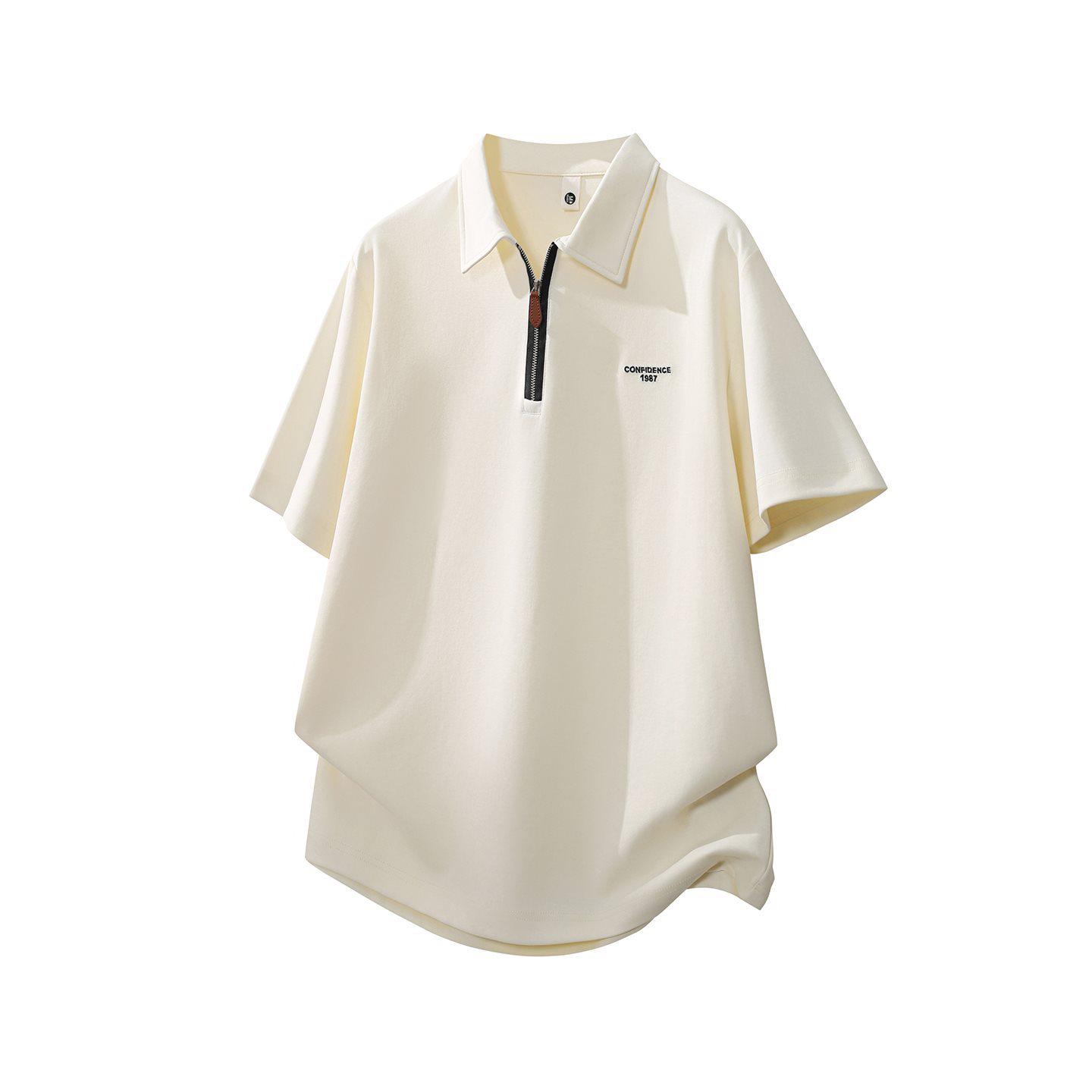 Trendy 2026 Japanese Loose Fit Polo T-Shirt with Zipper - Short-Sleeved Men s Summer Style 2XL