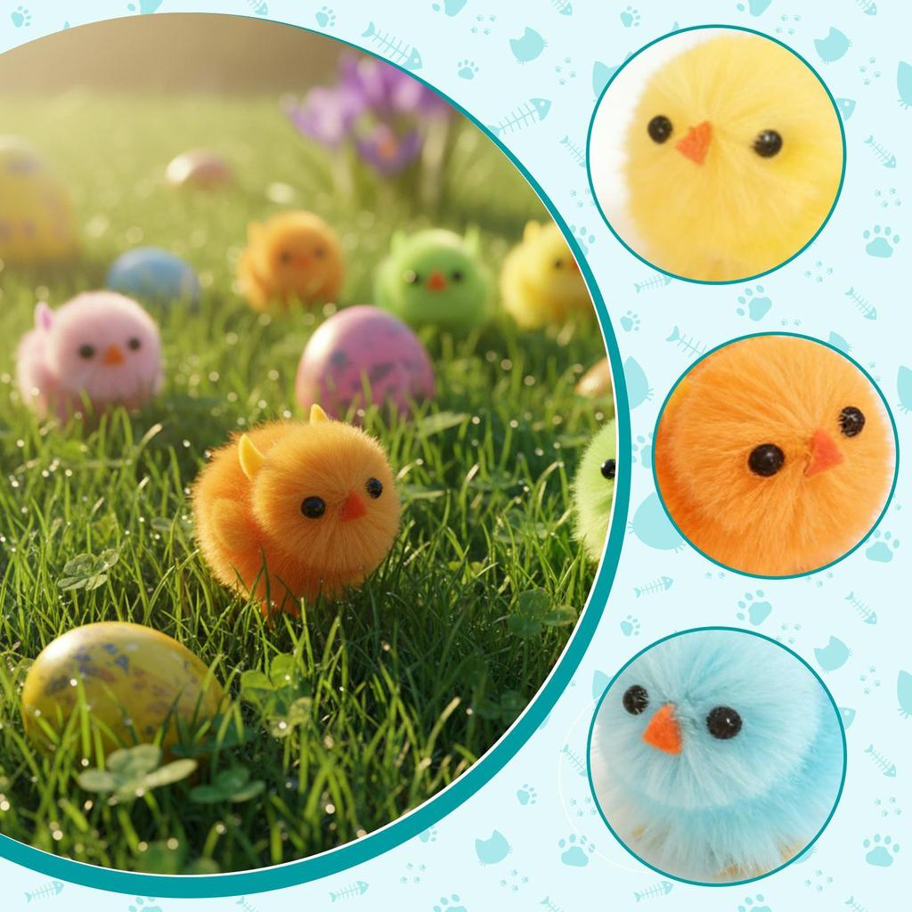 18x Mini Easter Chicks Decoration Art and Crafts Stuffed Fluffy Chick Toys Tiny Chenille